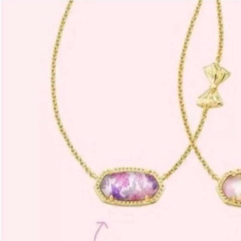 Kendra Scott‎ x LoveShackFancy Gold Elisa Necklace Sunny Meadow Ditsy Purple